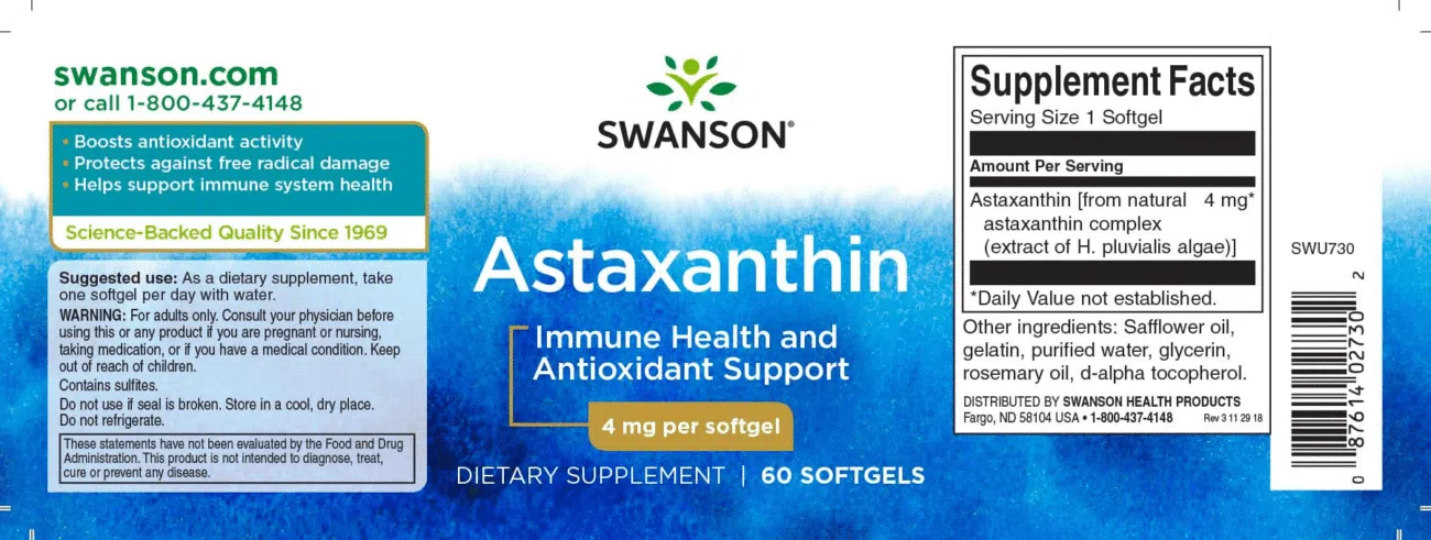 Swanson Astaxanthin kapszula – 60db