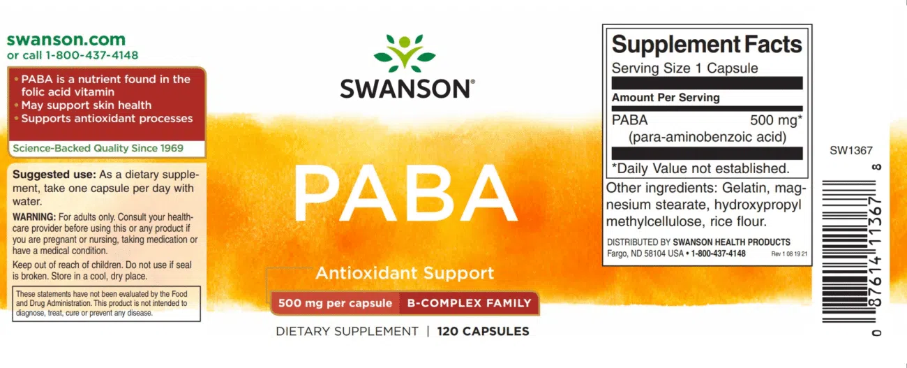 Swanson PABA kapszula – 120db - Image 2